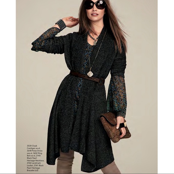 CAbi Sweaters - Cabi 3530 Black Marled Cloak Knit Cardigan Large